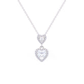 Asfour Crystal Chain Necklace With Hearts Pendant In 925 Sterling Silver-ND0402